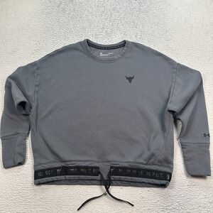 Project Rock Under Armour Sweatshirt Women's Size Large Fleece Crew Gym Workout